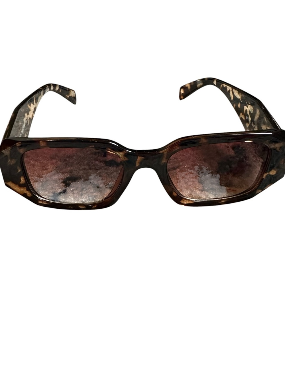 Designer Inspired Tortoise Sunglasses Rectangle Y2K Retro Brown Lens Trendie OS